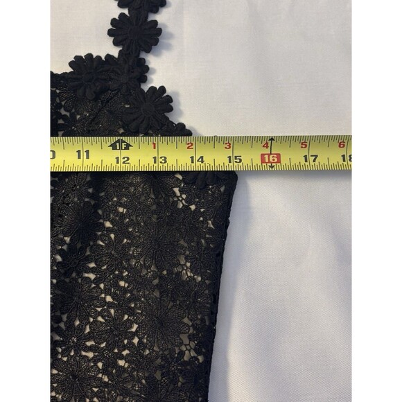 FEW MODA Black Lace Crochet Daisy Skater Dress Medium Sleeveless Lined Boho - Picture 12 of 12